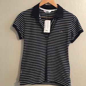 Black & white striped polo